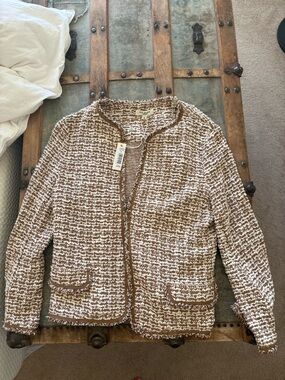 Max Studio Brown & Cream Bouclé Blazer